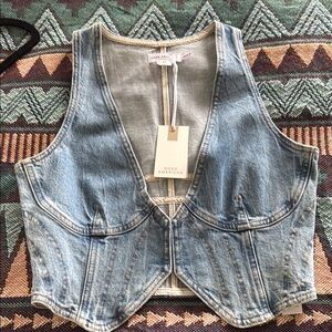 Good American Light Blue Denim Vest